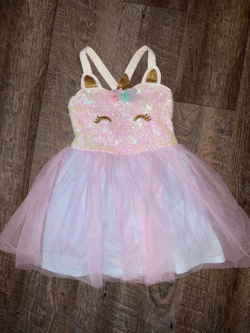 lilt Pink & Gold Unicorn Tulle Dress